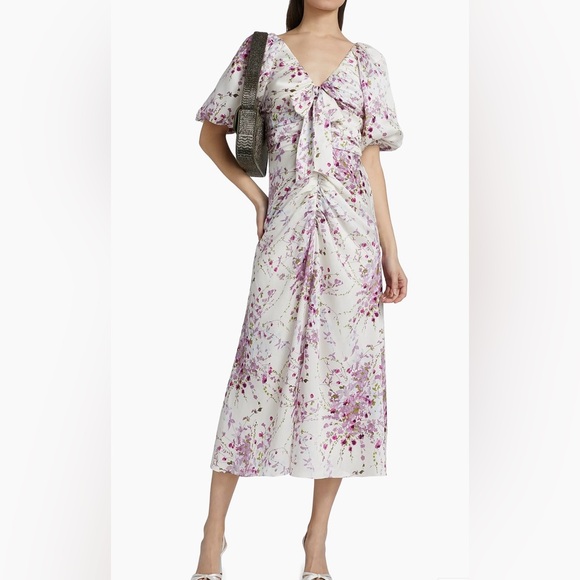 Cinq à Sept Brenton Puff-Sleeve Mid-Summer Bloom Dress Size 4 NWT - Picture 2 of 16